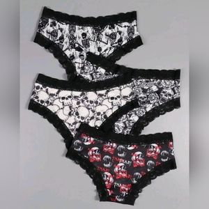 4pc Gothic Hipster Skull/Skeletons/Rose Lace Panties